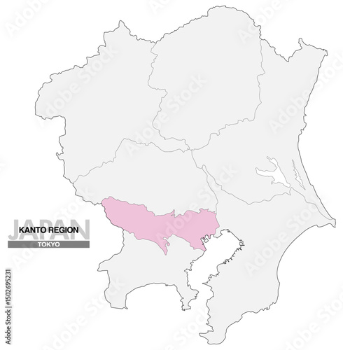 日本地図 関東地方 東京都 県境有り 03