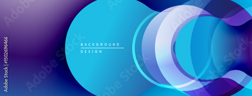 Abstract blue purple gradient. Overlapping circles create dynamic visual flow. Modern design element for backgrounds.