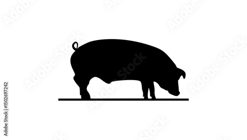 Hereford pig, black isolated silhouette