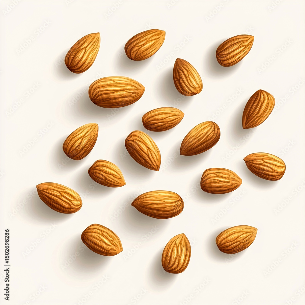 Flying Almond Nuts Isolated on White Background Flying Almond Nuts Isolated on White Background