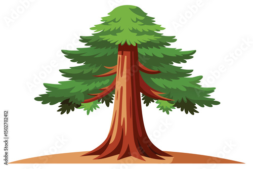 Cartoon redwood tree isolated on white background