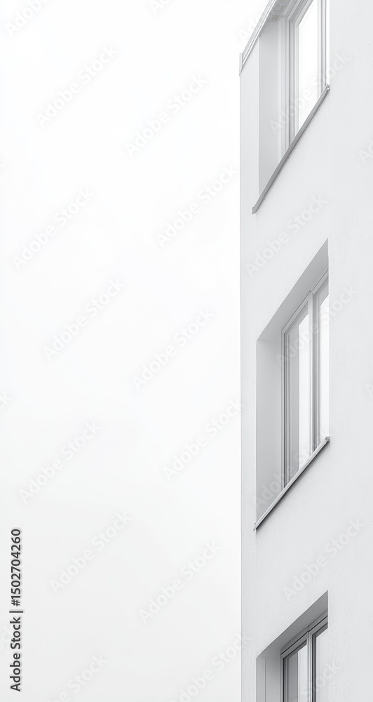 Obraz premium Minimalist view of a section of a white apartment building