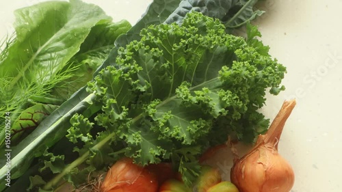 organic fresh vegetables picked from the garden close-up on the table