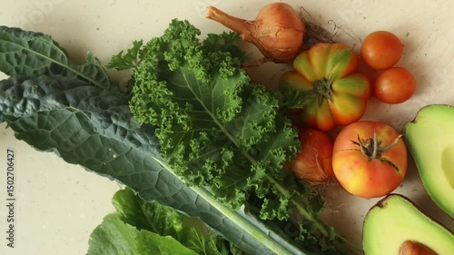 organic fresh vegetables picked from the garden close-up on the table