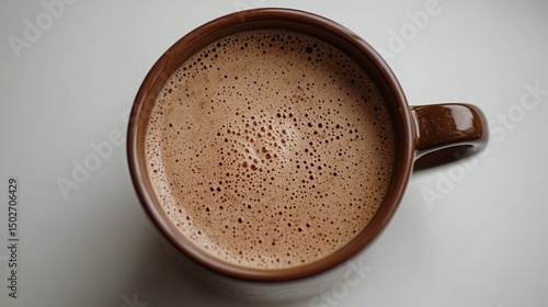 Aromatic Hot Chocolate in Brown Mug: Warm Beverage Photography