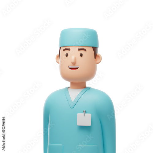 Friendly cartoon doctor character design for healthcare illustration