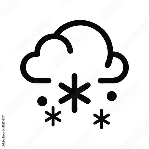Snow weather icon vector. Winter symbol, blizzard or snowfall illustration for forecasts, apps, and climate designs