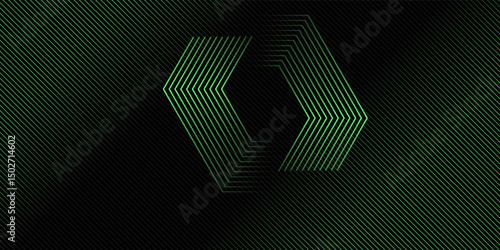 3D black green techno abstract background overlap layer on dark space with glowing lines decoration. eps 10