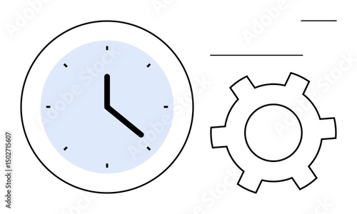 Clock and gear symbolizing time management, efficiency, and collaboration. Ideal for business, productivity, planning, scheduling, teamwork, operations simple landing page