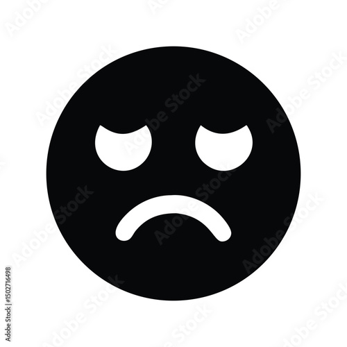Sad emoji icon vector. Crying face symbol, unhappy emotion for chat apps, social media, or mental health designs
