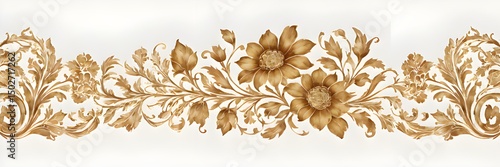 Elegant Mughal-inspired floral border design, minimal watercolor texture, soft red and beige tones, vintage ethnic pattern, baroque elements, hand-drawn look, on white background,Generative Ai
