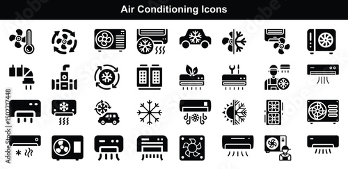Air conditioning system icons hvac repair service climate control