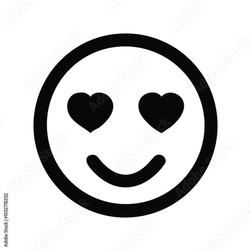 Love emoji icon vector. Heart eyes face symbol for romantic chats, Valentine's designs, or social media reactions

