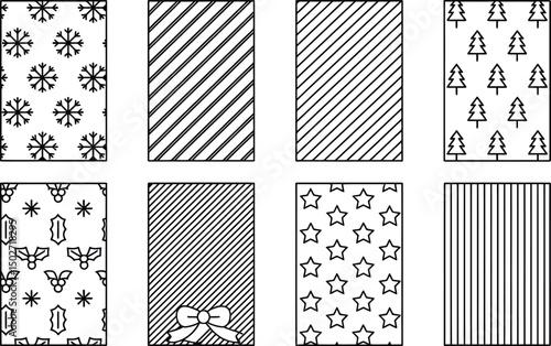 Christmas pattern backgrounds with snowflake star tree stripe holly berry ornament designs