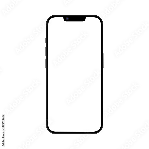 Realistic smartphone vector mockup template with transparent blank screen for infographics & advertising project. phone frame cut out