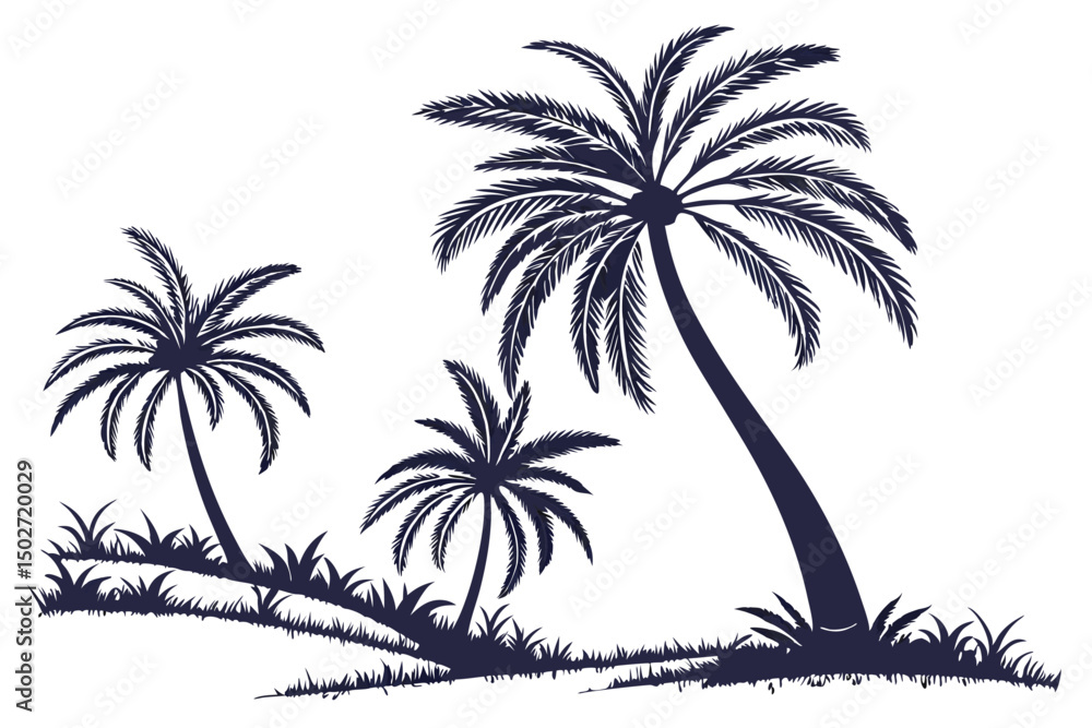 Black Palm Tree Silhouette Vector Set - Tropical Beach PNG Black Palm Tree Silhouette Vector Set - Tropical Beach PNG