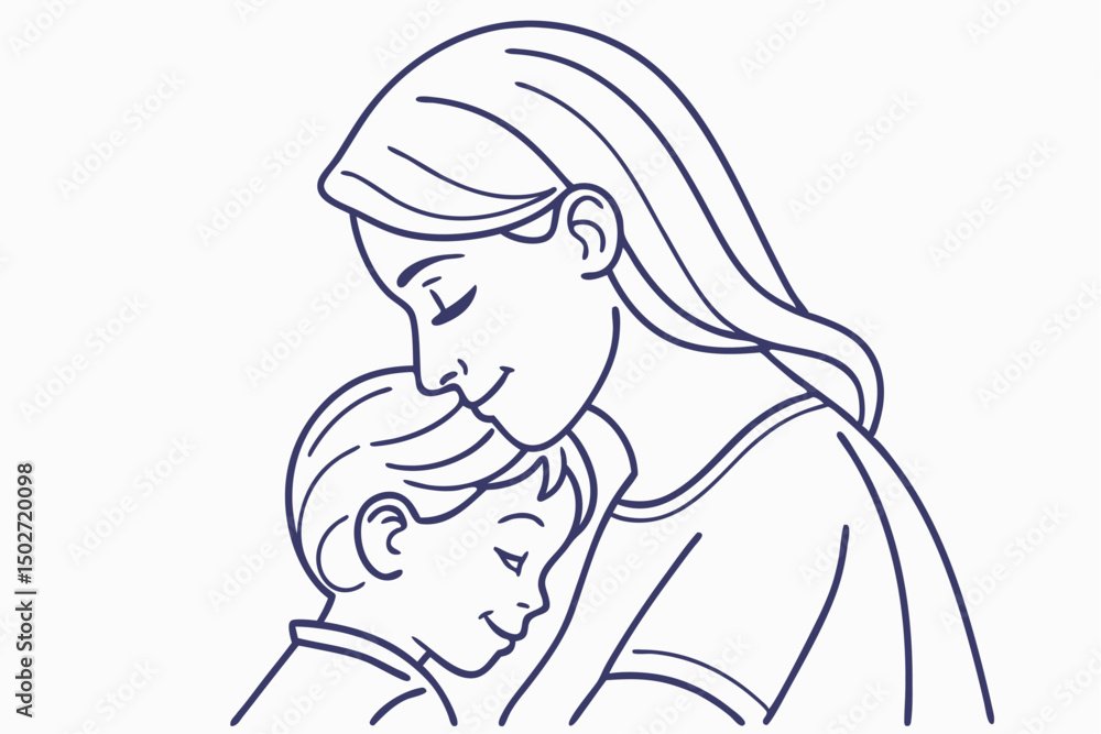 Pure Connection – Mother and Child Line Drawing Pure Connection – Mother and Child Line Drawing