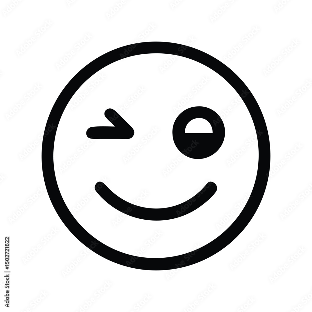 Wink emoji icon vector. Playful face symbol for flirty chats, social media reactions, or casual UI designs
Wink emoji icon vector. Playful face symbol for flirty chats, social media reactions, or casual UI designs