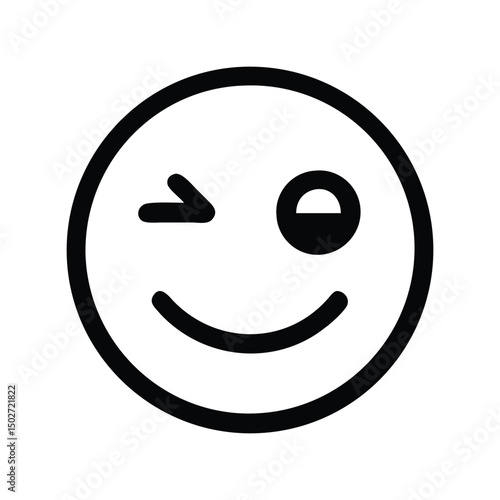 Wink emoji icon vector. Playful face symbol for flirty chats, social media reactions, or casual UI designs

