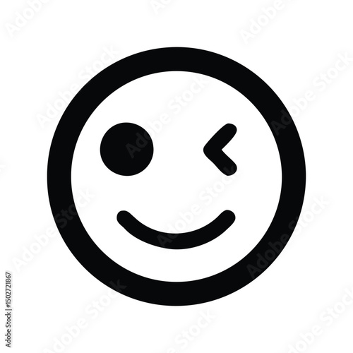 Wink emoji icon vector. Playful face symbol for flirty chats, social media reactions, or casual UI designs

