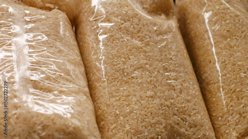 Close-up of nice rice packs