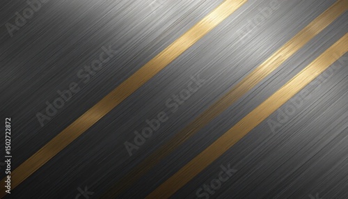 Diagonal Gold Stripes on a Brushed Gray Metal Background