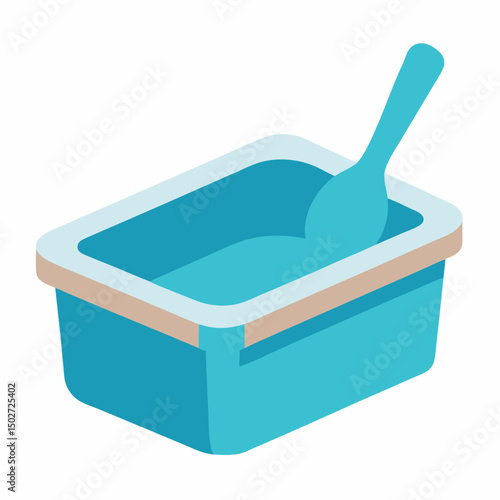 Cat litter box with scoop with white background
