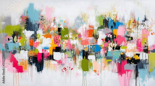 Vibrant Abstract Canvas: An Explosion of Color and Texture