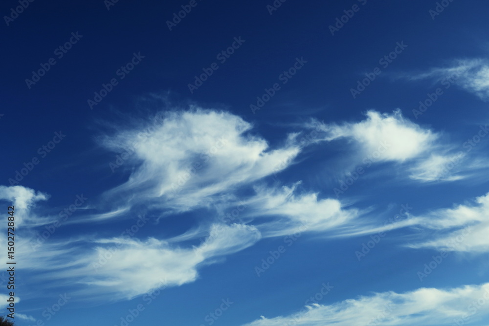 Fototapeta premium Ciel bleu avec nuages blancs.