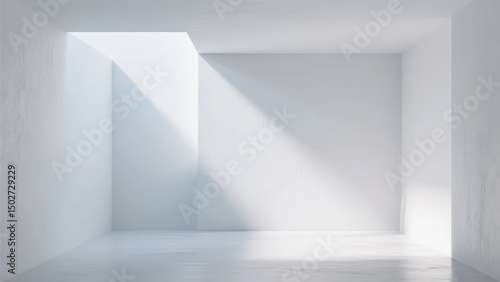 Wallpaper Mural Empty White Room with Geometric Light Shadows Torontodigital.ca