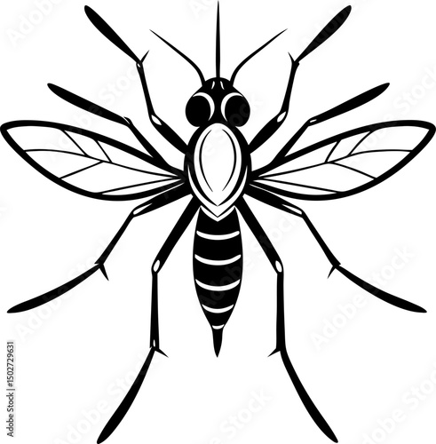 Mosquito line art vector art icon black and white 