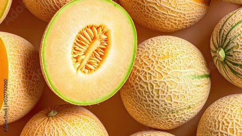 Realistic Top View Footage of Melon Fruit