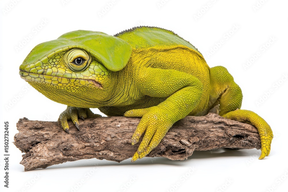 Obraz premium Green Chameleon on Branch Close up