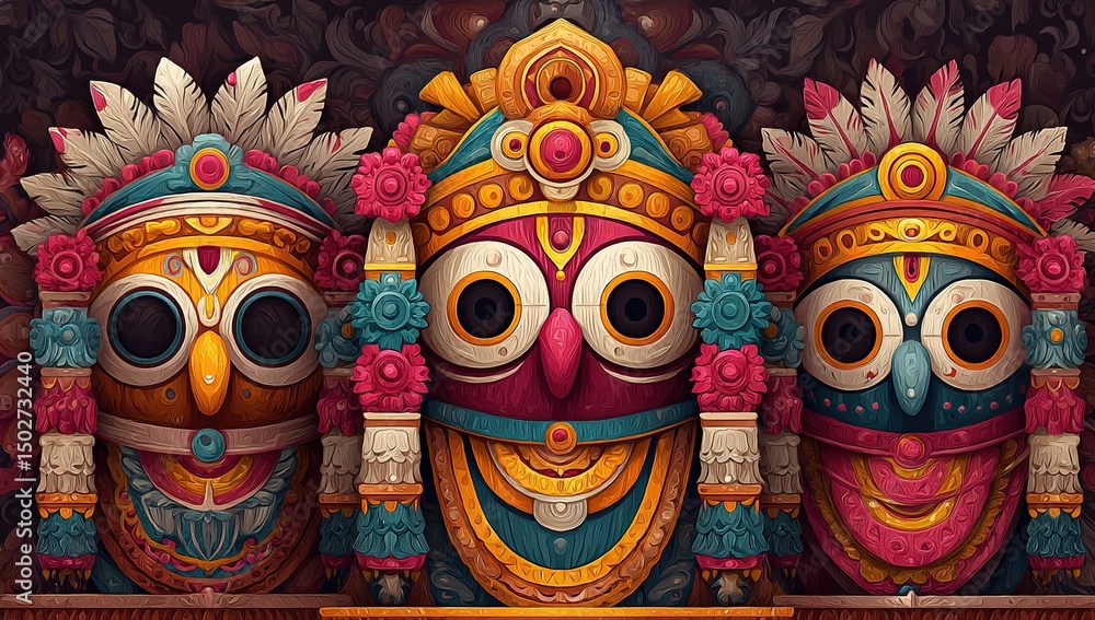 Fototapeta premium illustration of Ratha Yatra. Lord Jagannath. vector