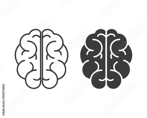 Human brain vector icon illustration, brain symbol in line style isolated on white background,