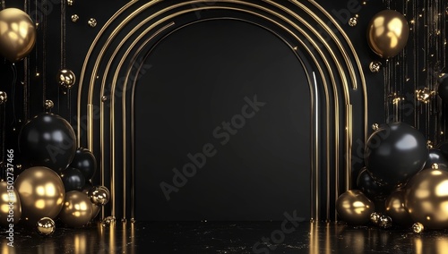 Black and gold archway,  glamorous backdrop