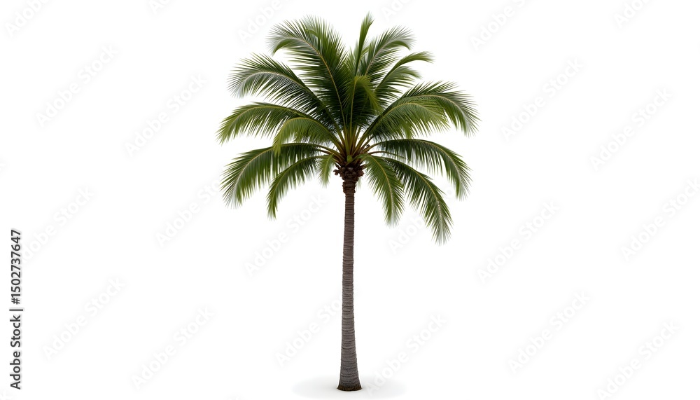 Obraz premium Tall Slender Palm Tree Isolated on White Background for Design Use