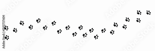 Paw vector foot trail print of cat. Dog, pattern animal tracks isolated on white background, backgrounds, vector icon Illustration