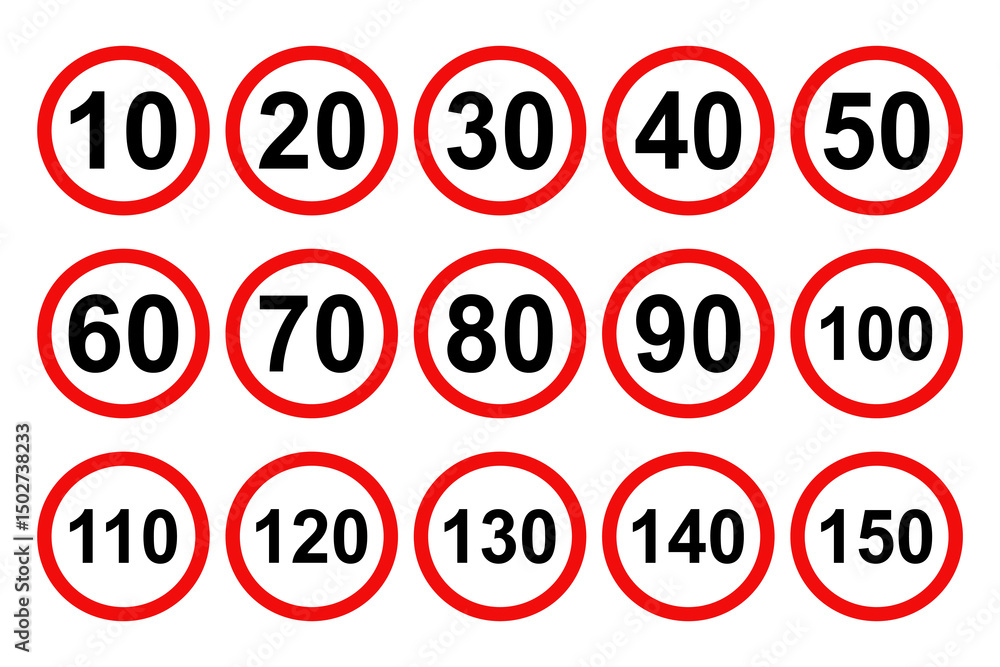 Set of speed limit signs. Vector illustration design. Set of speed limit signs. Vector illustration design.