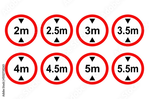 Set of Height restriction sign. Vector illustration design.