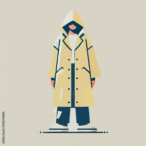 vector image of a person wearing a raincoat