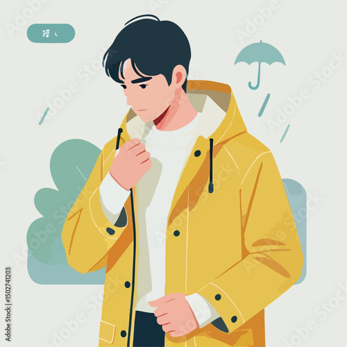 vector image of a person wearing a raincoat