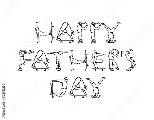 Happy Fathers day lettering, skate, skater design, epic design