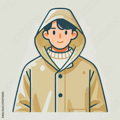 vector image of a person wearing a raincoat