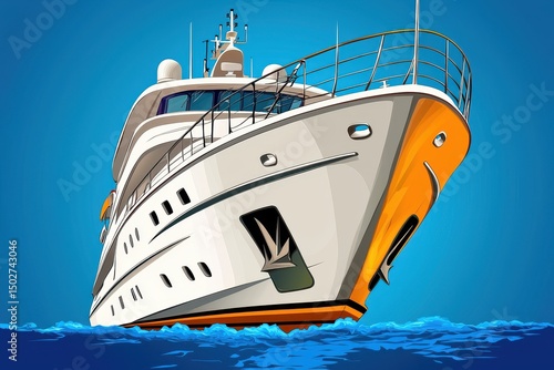 Wallpaper Mural Pixel Art of a Luxurious White and Yellow Yacht on Blue Sea and Sky Retro Graphic Torontodigital.ca