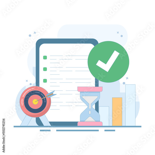 time management and development concepts, target and goal achievement metaphors for productive work, self-control system development. Target and goal achievement metaphors.