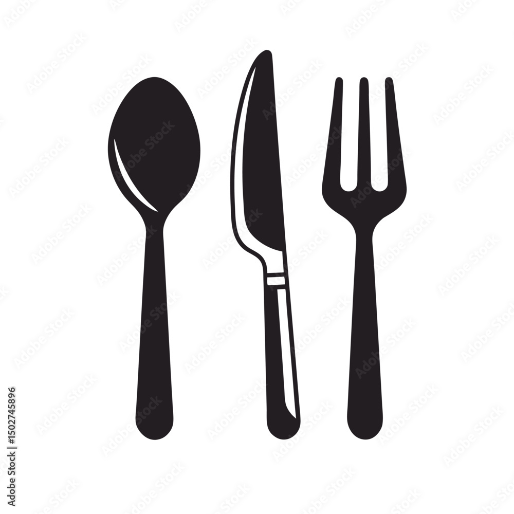 Cutlery icon. Spoon, forks, knife. restaurant business concept, vector illustration Cutlery icon. Spoon, forks, knife. restaurant business concept, vector illustration