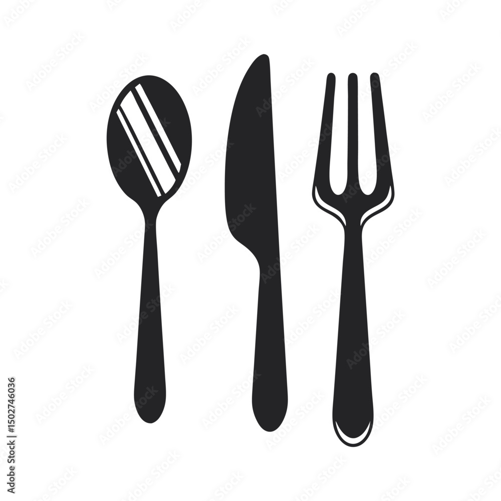 Cutlery icon. Spoon, forks, knife. restaurant business concept, vector illustration Cutlery icon. Spoon, forks, knife. restaurant business concept, vector illustration