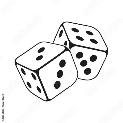 Two Dice Cubes on White Background. Vector icon Illustration