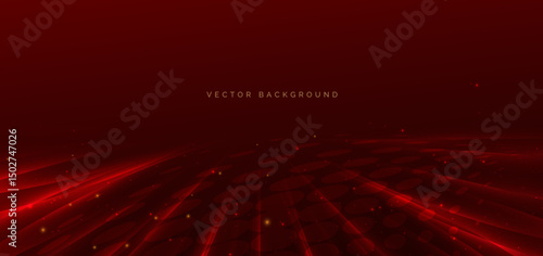 Luxury red background with glowing half radiant ray elegant. Template award concept.